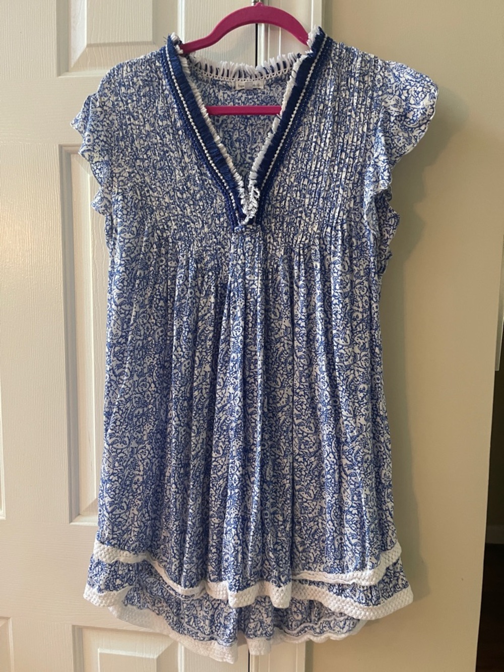 Poupette St Barth Blue Floral Smocked Dress size M